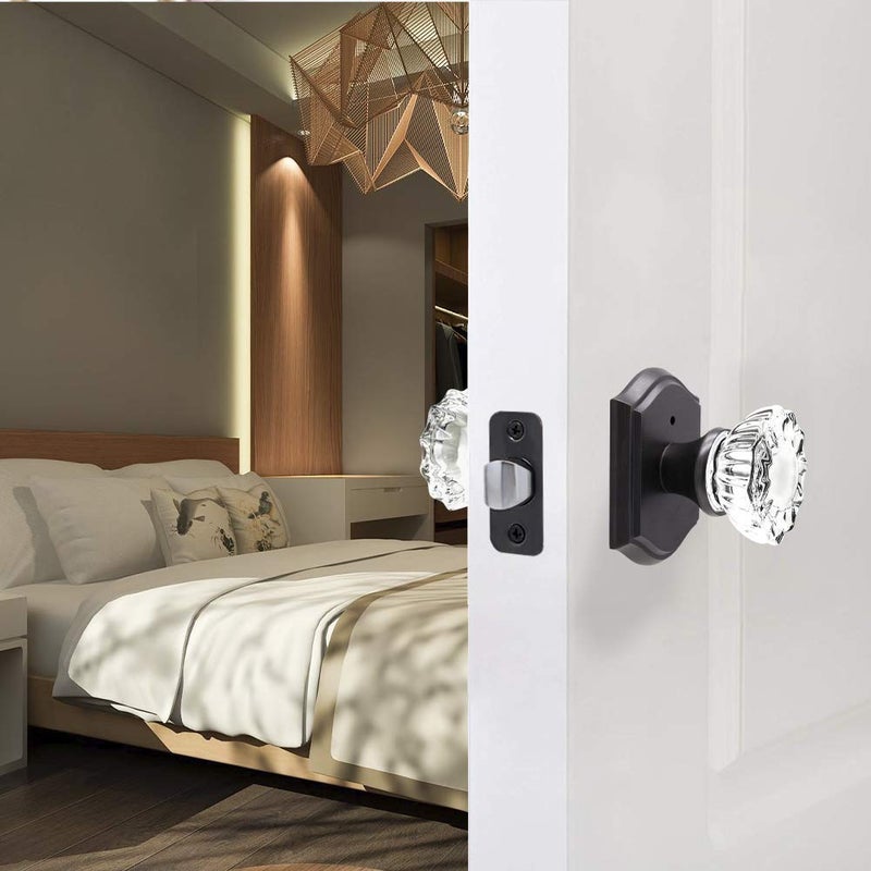 CLCTK Crystal Glass Door Knobs Interior with Lock, Vintage Privacy Door Knob for Bedroom Bathroom, Oil Rubbed Bronze - Image 5